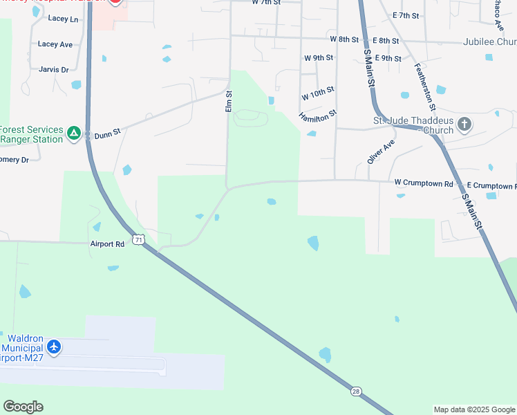 map of restaurants, bars, coffee shops, grocery stores, and more near 1045 State Highway 272 in Waldron