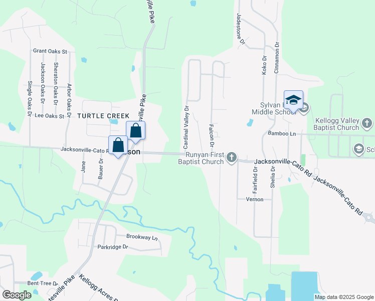 map of restaurants, bars, coffee shops, grocery stores, and more near 2 Cardinal Valley Drive in North Little Rock