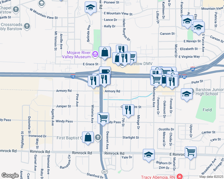 map of restaurants, bars, coffee shops, grocery stores, and more near in San Bernardino County