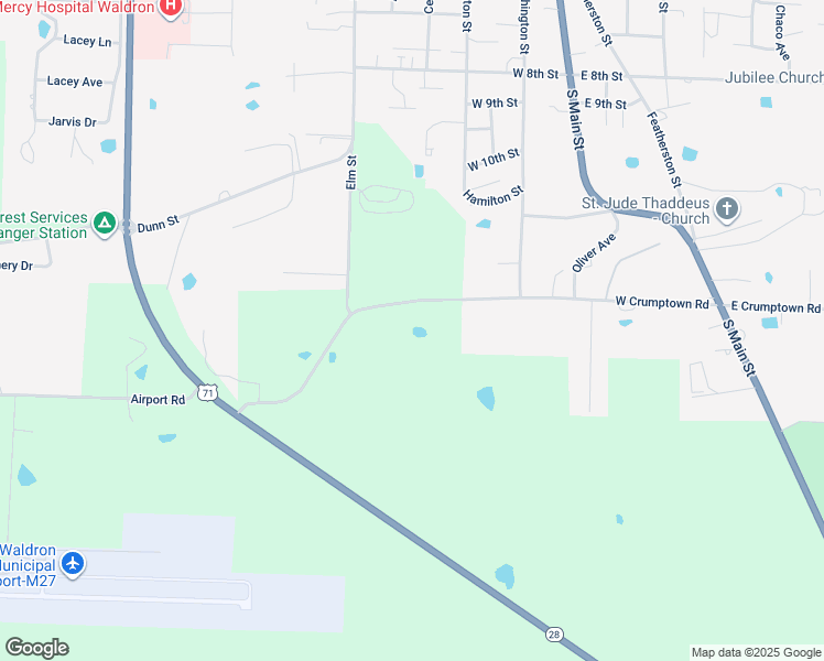 map of restaurants, bars, coffee shops, grocery stores, and more near 1045 State Highway 272 in Waldron