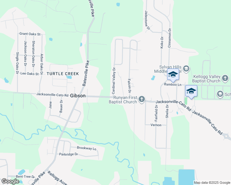 map of restaurants, bars, coffee shops, grocery stores, and more near 2 Cardinal Valley Drive in North Little Rock