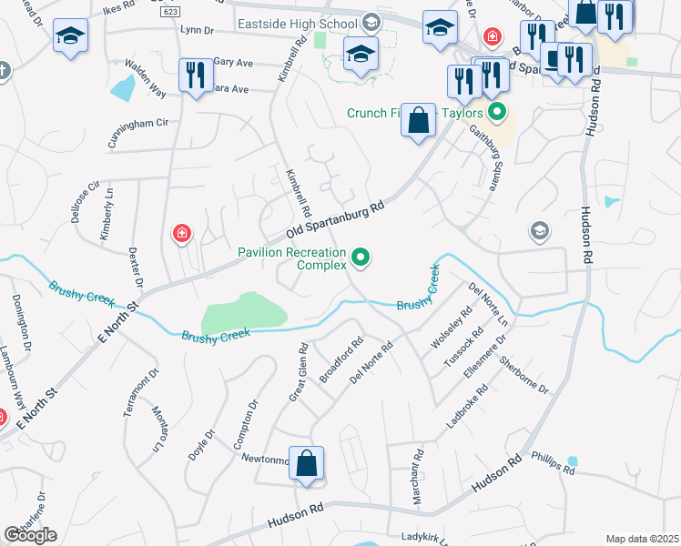 map of restaurants, bars, coffee shops, grocery stores, and more near 511 Scottswood Road in Taylors