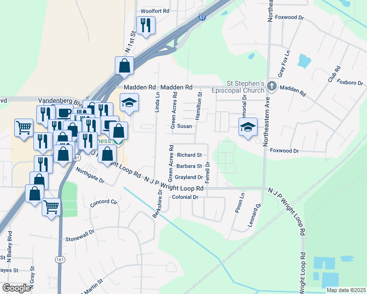 map of restaurants, bars, coffee shops, grocery stores, and more near 1017 Richard Street in Jacksonville