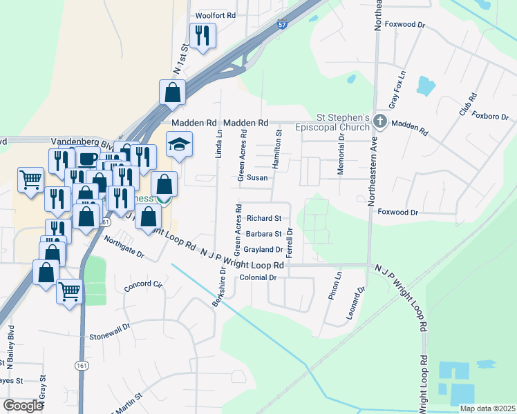 map of restaurants, bars, coffee shops, grocery stores, and more near 1013 Ferrell Drive in Jacksonville