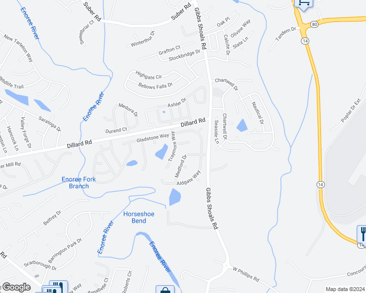 map of restaurants, bars, coffee shops, grocery stores, and more near 4 Middleberry Court in Greer