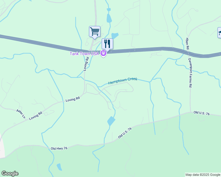 map of restaurants, bars, coffee shops, grocery stores, and more near 984 Loving Road in Morganton