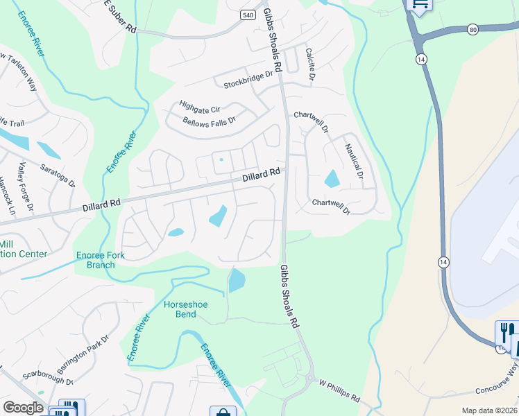 map of restaurants, bars, coffee shops, grocery stores, and more near 207 Medford Drive in Greer