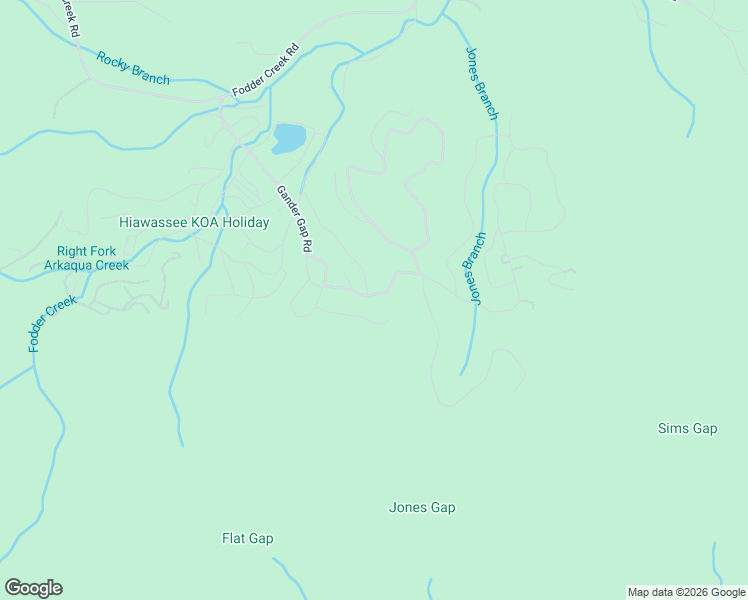 map of restaurants, bars, coffee shops, grocery stores, and more near 98 Gander Gap Road in Hiawassee
