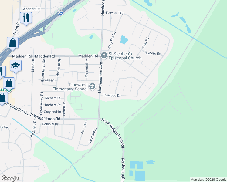 map of restaurants, bars, coffee shops, grocery stores, and more near 1906 Steeple Chase Drive in Jacksonville