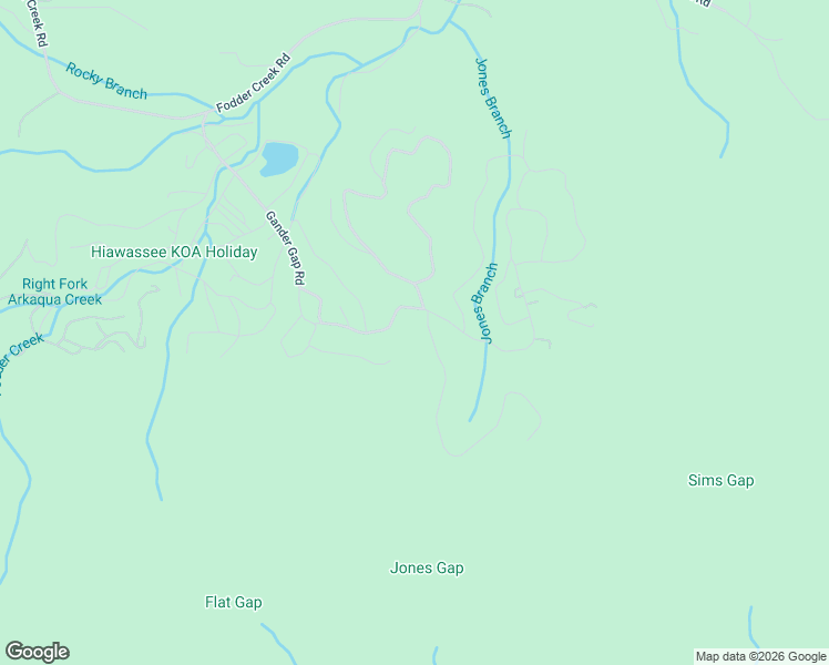 map of restaurants, bars, coffee shops, grocery stores, and more near 314 Gander Gap Road in Hiawassee