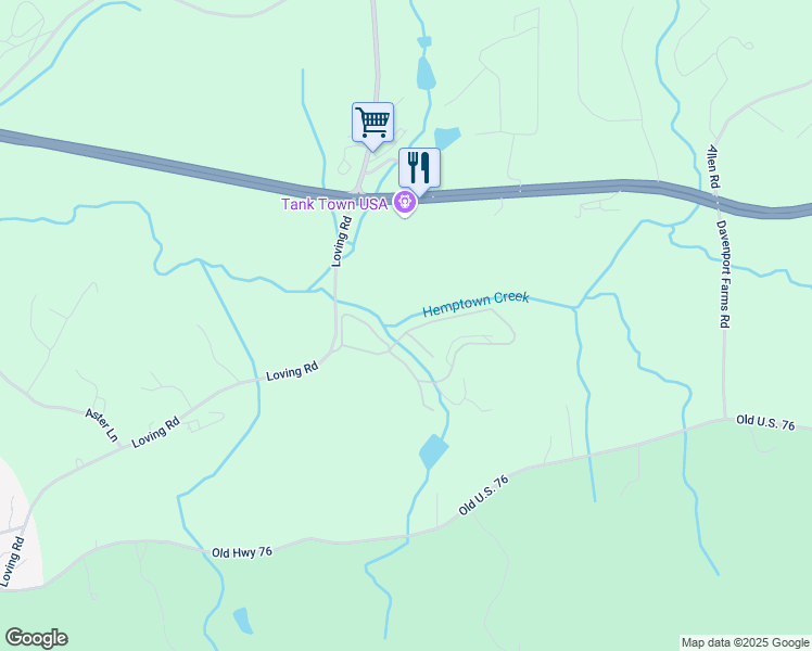 map of restaurants, bars, coffee shops, grocery stores, and more near 1130 Loving Road in Morganton