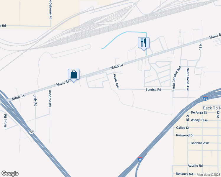 map of restaurants, bars, coffee shops, grocery stores, and more near 244 Woodham Avenue in Barstow