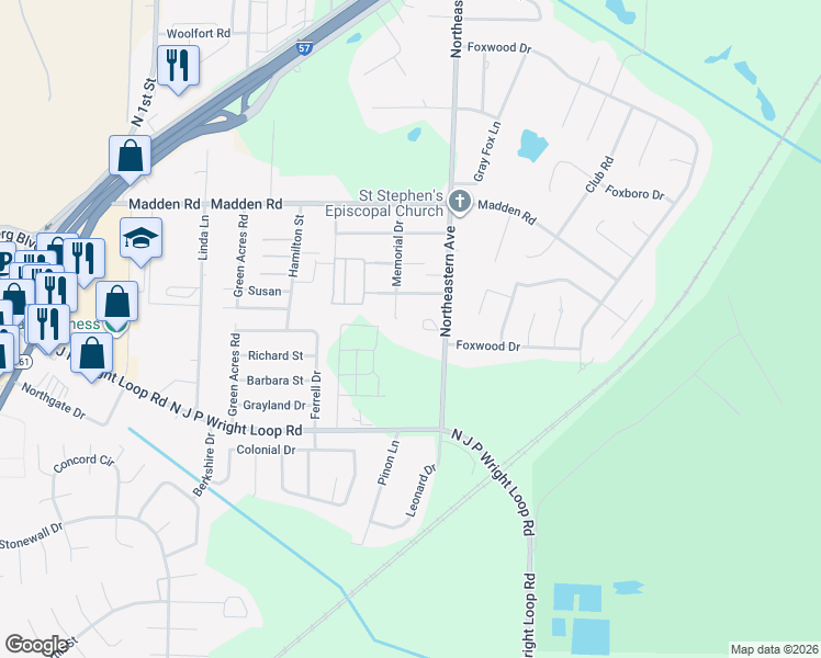 map of restaurants, bars, coffee shops, grocery stores, and more near 1919 Northeastern Avenue in Jacksonville