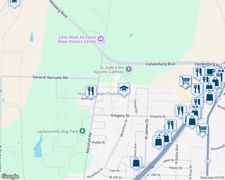 map of restaurants, bars, coffee shops, grocery stores, and more near 1310 Smithwick Drive in Jacksonville