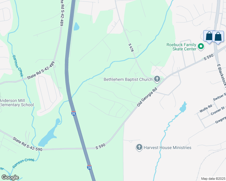 map of restaurants, bars, coffee shops, grocery stores, and more near 104 State Road S-42-9238 in Moore