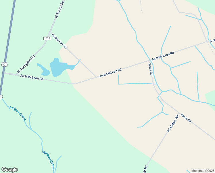 map of restaurants, bars, coffee shops, grocery stores, and more near 17444 Arch McLean Road in Wagram