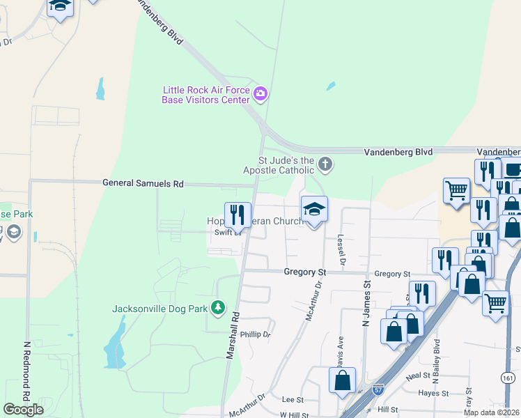 map of restaurants, bars, coffee shops, grocery stores, and more near 1402 Smithwick Drive in Jacksonville