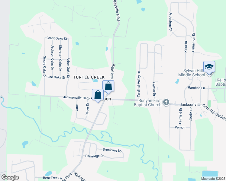 map of restaurants, bars, coffee shops, grocery stores, and more near 1809 Batesville Pike in Sherwood