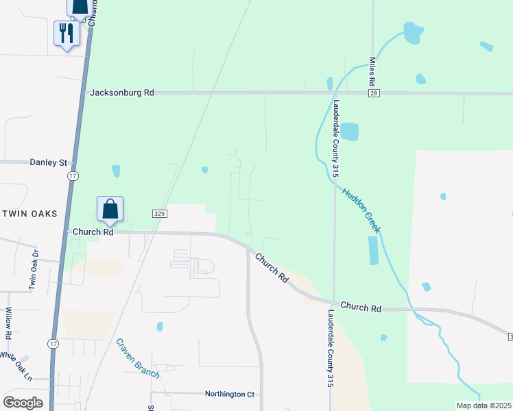 map of restaurants, bars, coffee shops, grocery stores, and more near Old Orchard Road in Florence