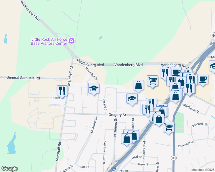 map of restaurants, bars, coffee shops, grocery stores, and more near 1000 Lessel Drive in Jacksonville