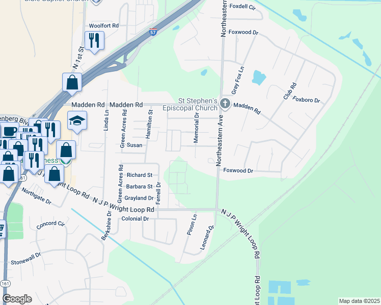 map of restaurants, bars, coffee shops, grocery stores, and more near 1413 Pine Drive in Jacksonville