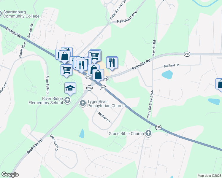 map of restaurants, bars, coffee shops, grocery stores, and more near 4044 Moore Duncan Highway in Moore