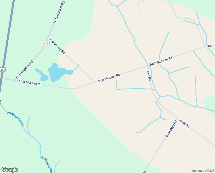 map of restaurants, bars, coffee shops, grocery stores, and more near 17444 Arch McLean Road in Wagram