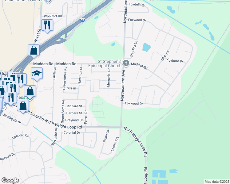 map of restaurants, bars, coffee shops, grocery stores, and more near 1515 Pine Drive in Jacksonville