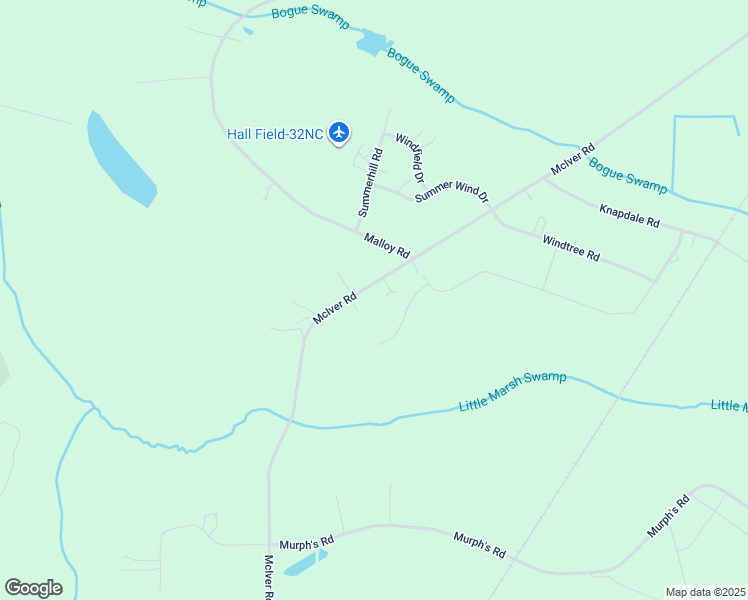 map of restaurants, bars, coffee shops, grocery stores, and more near 1458 McIver Road in Lumber Bridge