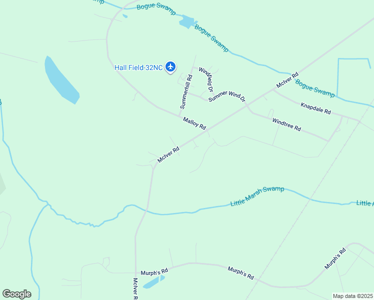 map of restaurants, bars, coffee shops, grocery stores, and more near 1458 McIver Road in Lumber Bridge