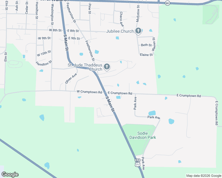map of restaurants, bars, coffee shops, grocery stores, and more near 560 East Crumptown Road in Waldron