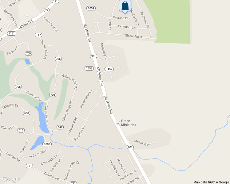 map of restaurants, bars, coffee shops, grocery stores, and more near 1277 Mount Holly Road in Rock Hill