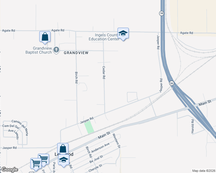 map of restaurants, bars, coffee shops, grocery stores, and more near 34929 Cedar Road in Barstow