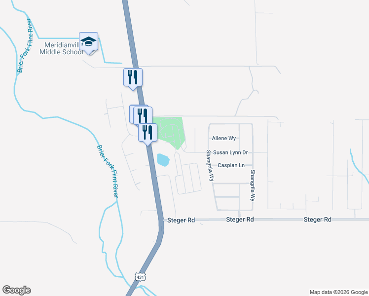 map of restaurants, bars, coffee shops, grocery stores, and more near 276 Susan Lynn Drive in Meridianville