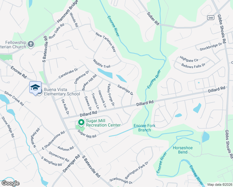 map of restaurants, bars, coffee shops, grocery stores, and more near 103 Burgoyne Court in Greer