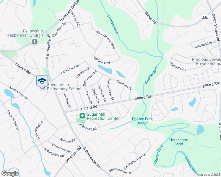 map of restaurants, bars, coffee shops, grocery stores, and more near 111 Valley Forge Drive in Greer