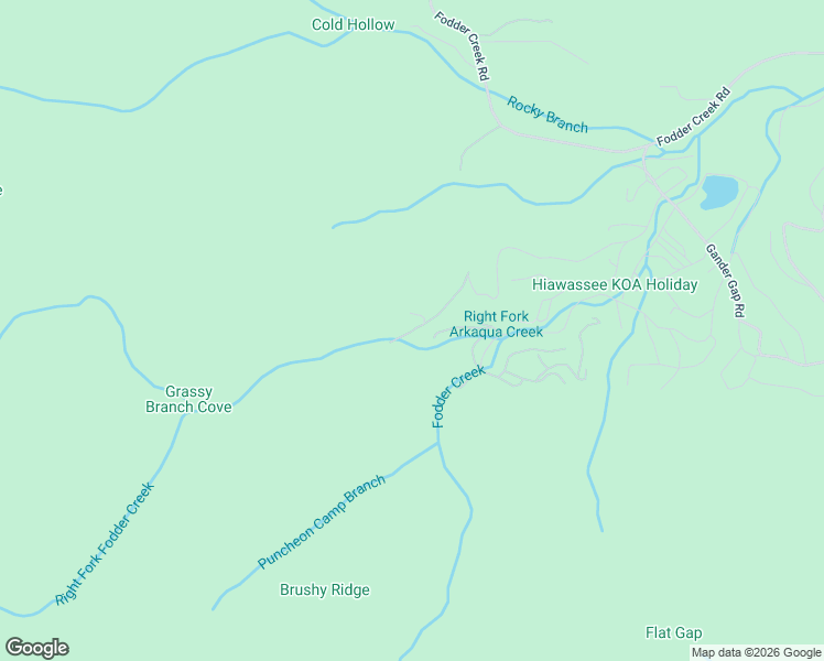 map of restaurants, bars, coffee shops, grocery stores, and more near 1558 Creek Road in Hiawassee