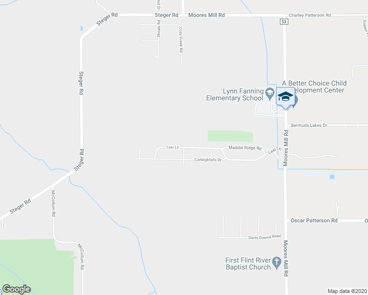 map of restaurants, bars, coffee shops, grocery stores, and more near 166 Lexie Lane in Meridianville