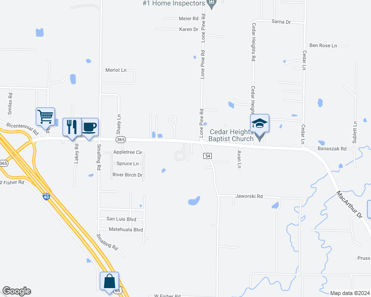 map of restaurants, bars, coffee shops, grocery stores, and more near 14526 McHenry Circle in North Little Rock