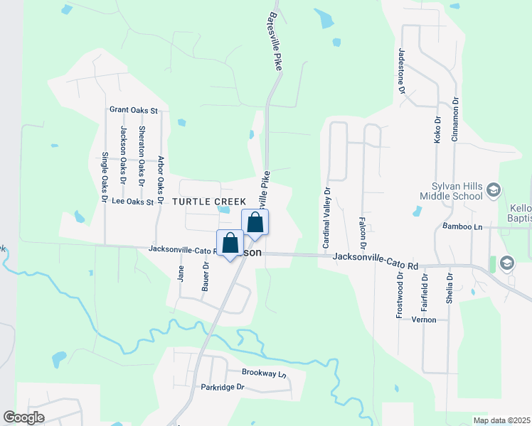 map of restaurants, bars, coffee shops, grocery stores, and more near 1809 Batesville Pike in Sherwood