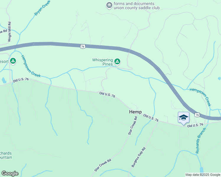 map of restaurants, bars, coffee shops, grocery stores, and more near 13389 Old Highway 76 in Morganton