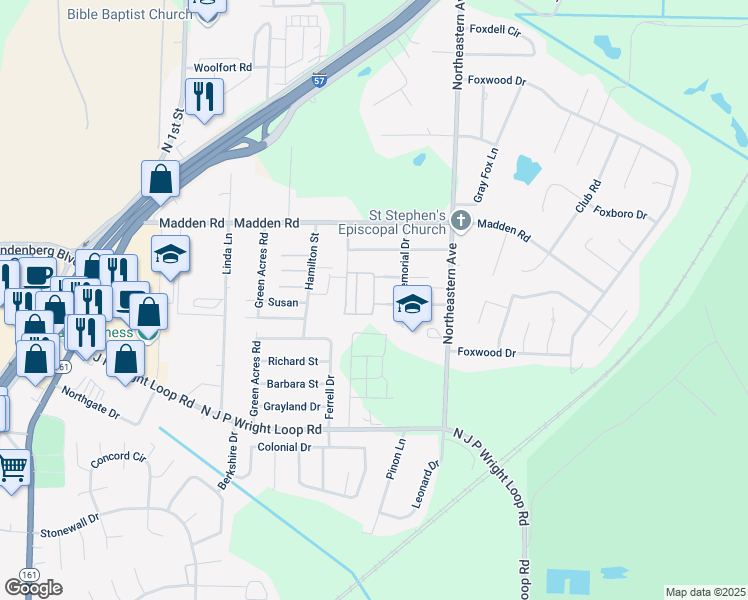 map of restaurants, bars, coffee shops, grocery stores, and more near 1413 Pine Drive in Jacksonville