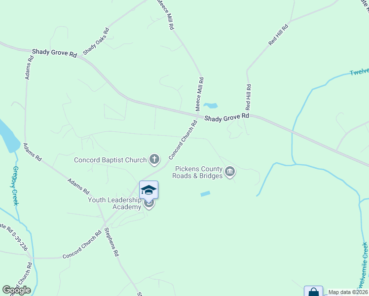 map of restaurants, bars, coffee shops, grocery stores, and more near 756 Concord Church Road in Pickens