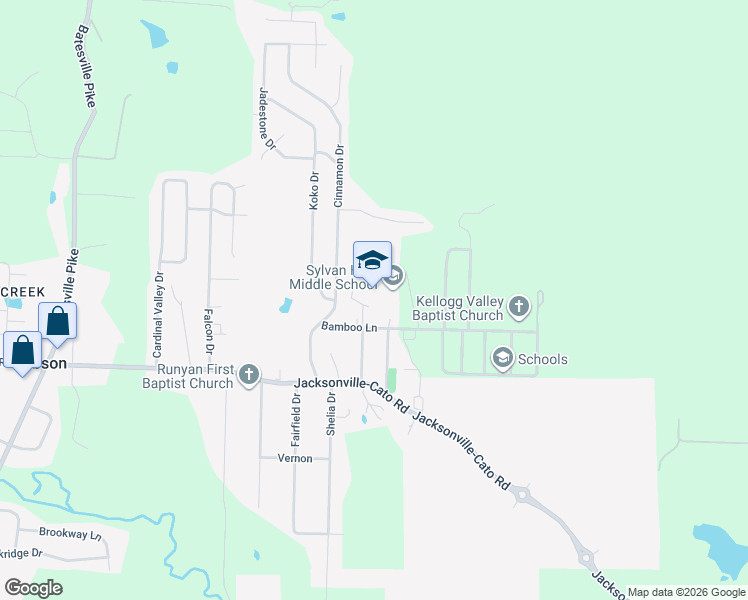 map of restaurants, bars, coffee shops, grocery stores, and more near 10200 Bamboo Lane in Sherwood