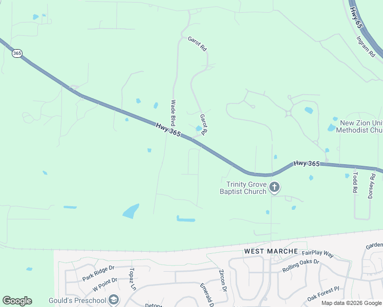map of restaurants, bars, coffee shops, grocery stores, and more near 14312 Bradley Road in North Little Rock
