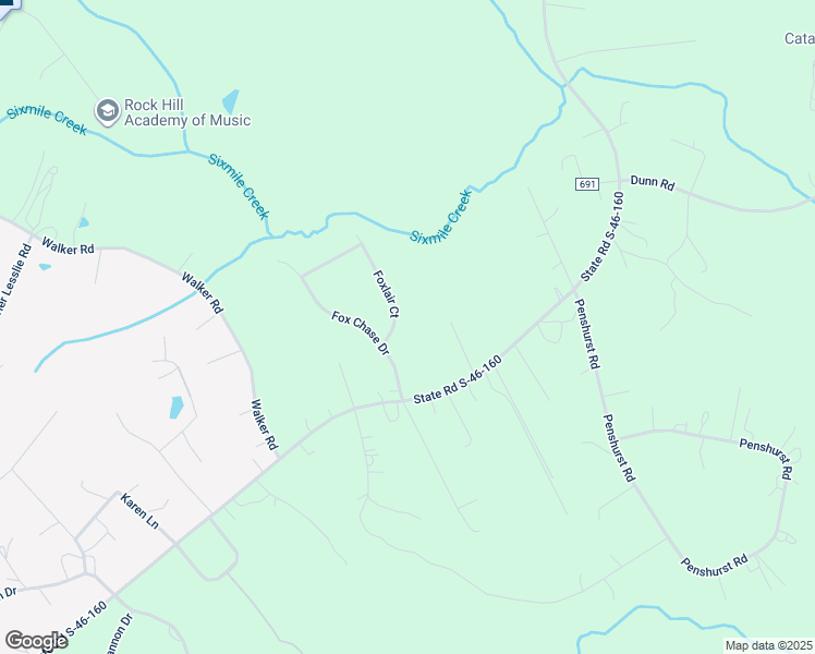 map of restaurants, bars, coffee shops, grocery stores, and more near 308 Foxlair Court in Rock Hill