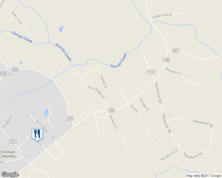 map of restaurants, bars, coffee shops, grocery stores, and more near 308 Foxlair Court in Rock Hill
