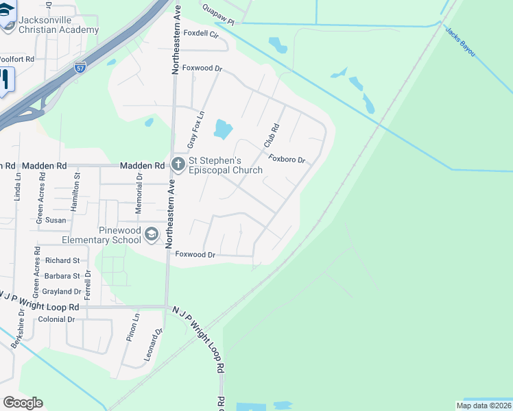 map of restaurants, bars, coffee shops, grocery stores, and more near 1905 Madden Road in Jacksonville