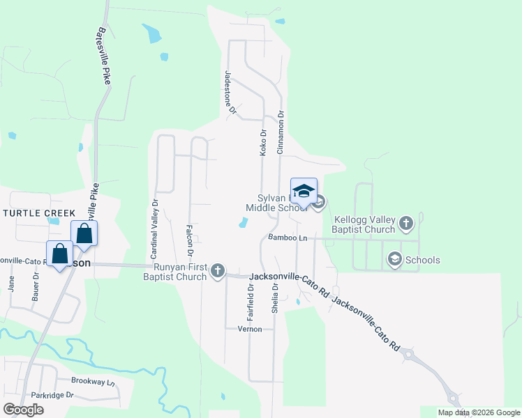 map of restaurants, bars, coffee shops, grocery stores, and more near 2105 Koko Drive in North Little Rock
