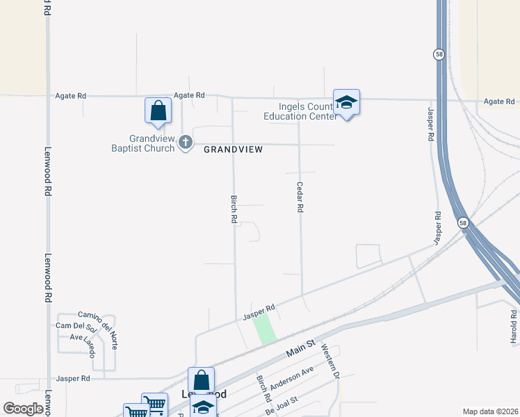 map of restaurants, bars, coffee shops, grocery stores, and more near 25489 Pebble Way in Barstow